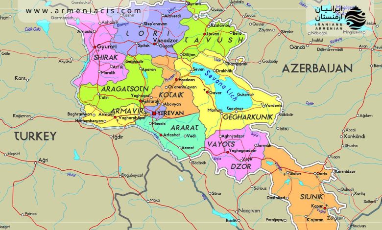 نقشه شهرهای ارمنستان